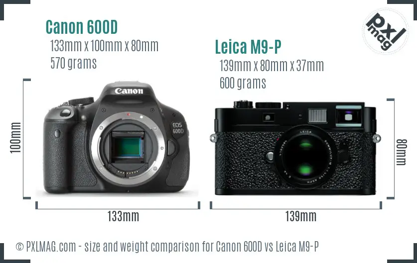 Canon 600D vs Leica M9-P size comparison