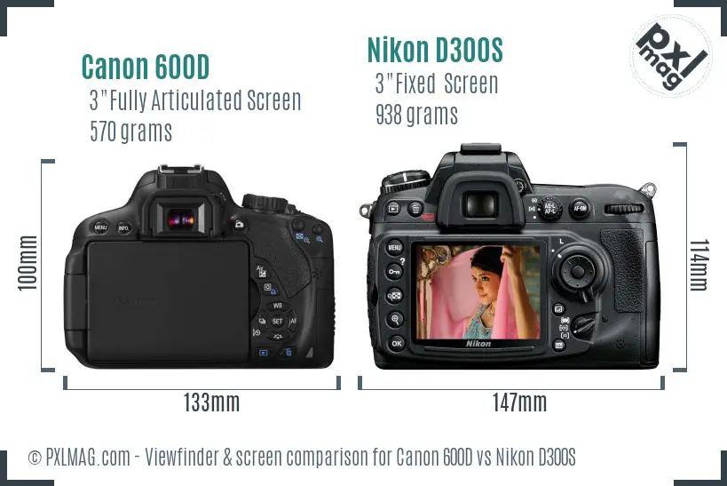 Canon 600D vs Nikon D300S Screen and Viewfinder comparison Canon 600D vs Nikon D300S Screen and Viewfinder comparison