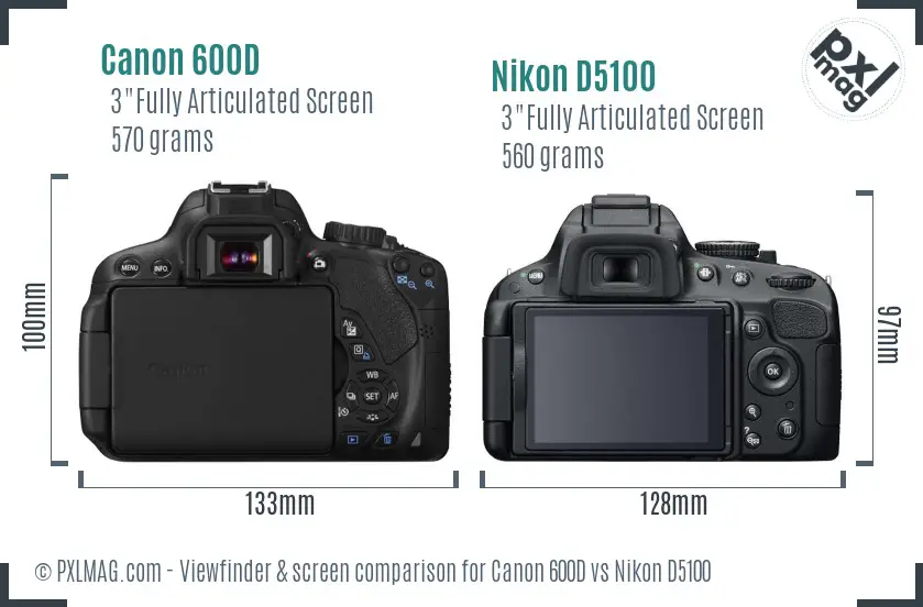 Canon 600D vs Nikon D5100 Screen and Viewfinder comparison