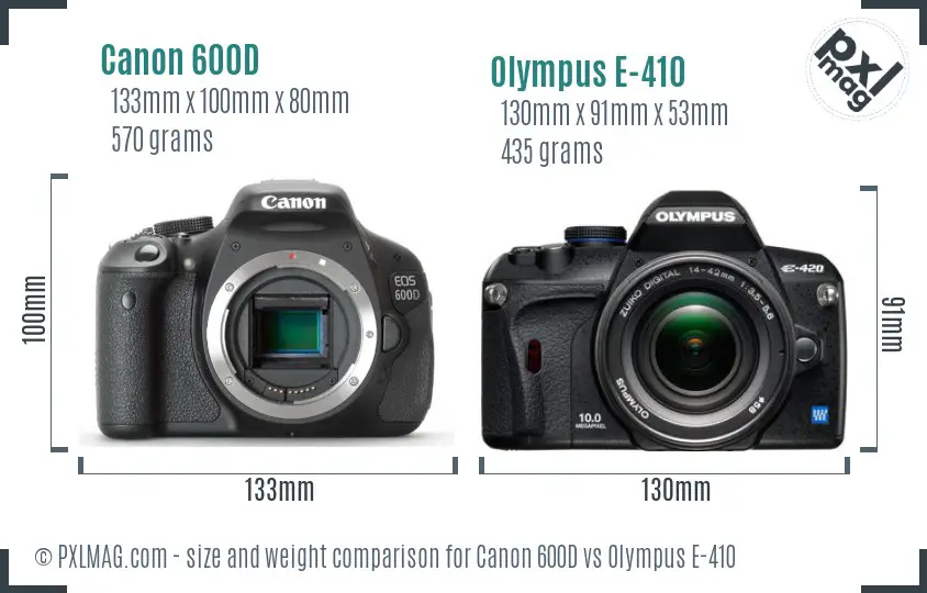Canon 600D vs Olympus E-410 size comparison