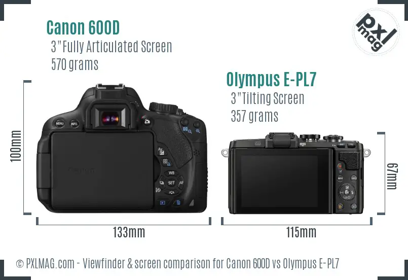 Canon 600D vs Olympus E-PL7 Screen and Viewfinder comparison