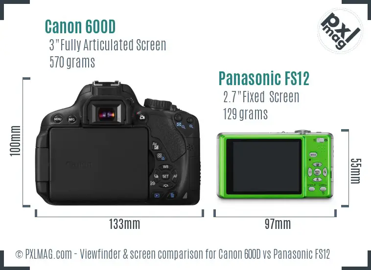 Canon 600D vs Panasonic FS12 Screen and Viewfinder comparison