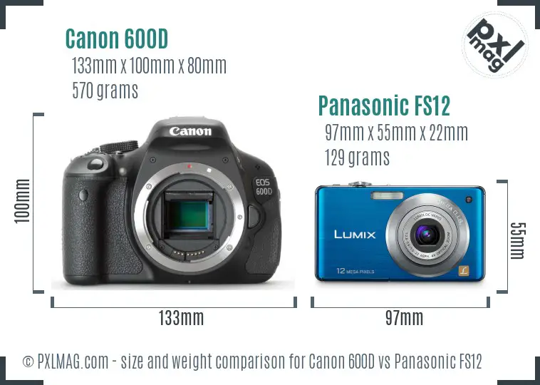 Canon 600D vs Panasonic FS12 size comparison