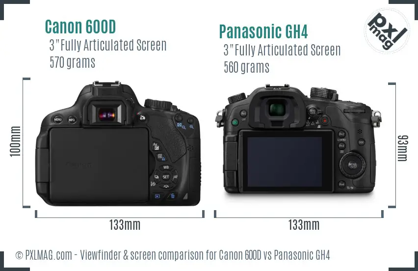 Canon 600D vs Panasonic GH4 Screen and Viewfinder comparison Canon 600D vs Panasonic GH4 Screen and Viewfinder comparison