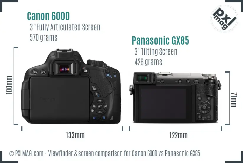LCD screen and interface comparison of Canon 600D and Panasonic GX85