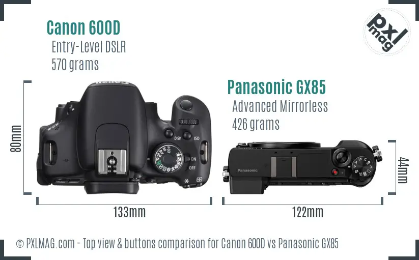 Top view design and control layout of Canon 600D and Panasonic GX85