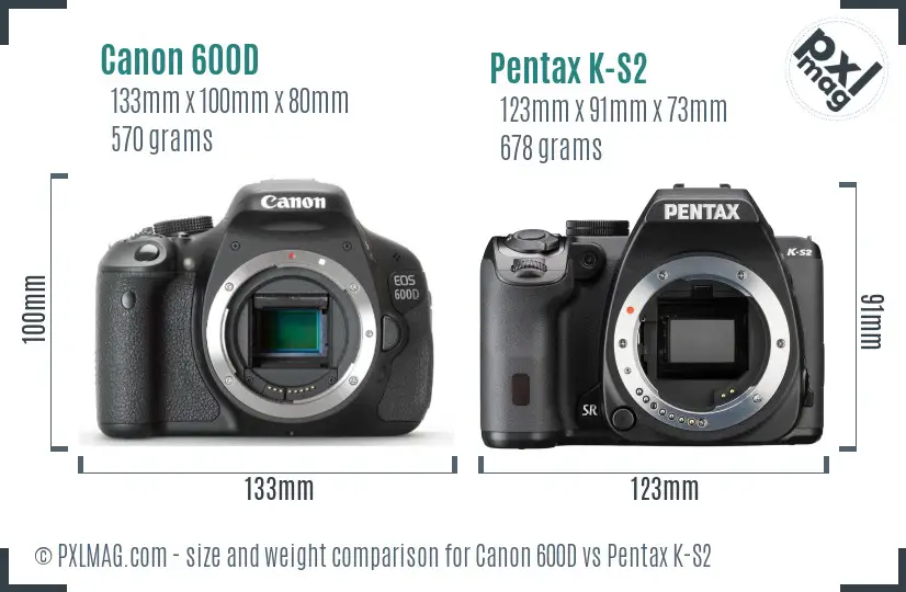 Canon 600D vs Pentax K-S2 size comparison