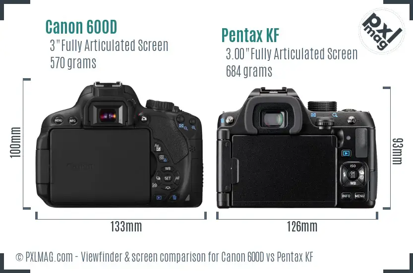 Canon 600D vs Pentax KF Screen and Viewfinder comparison
