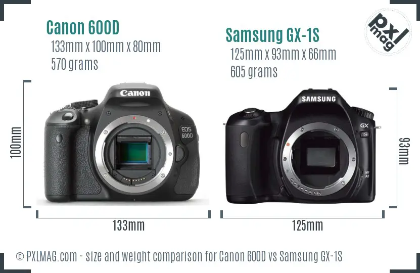 Canon 600D vs Samsung GX-1S size comparison