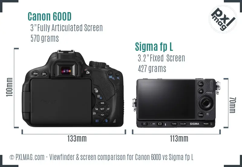 Canon 600D vs Sigma fp L Screen and Viewfinder comparison Canon 600D vs Sigma fp L Screen and Viewfinder comparison