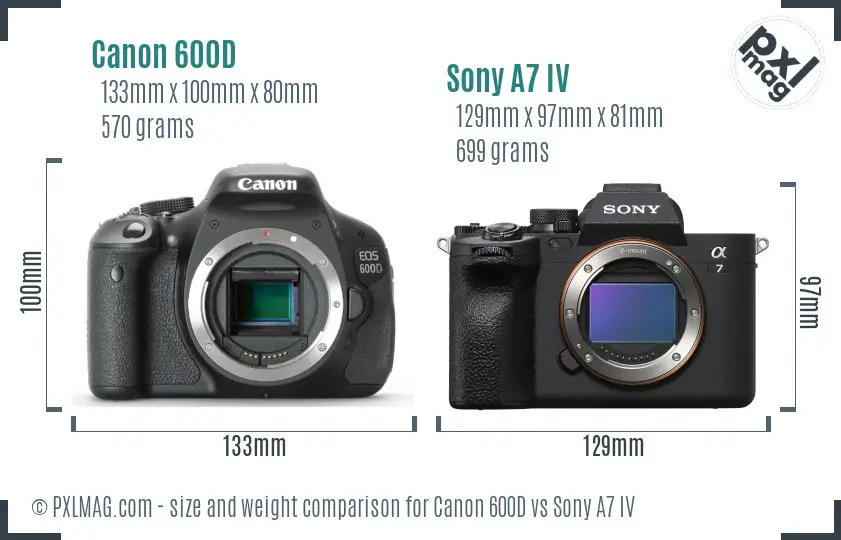 Canon 600D vs Sony A7 IV size comparison Canon 600D vs Sony A7 IV size comparison