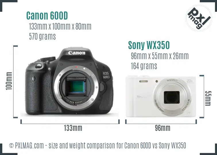 Canon 600D vs Sony WX350 size comparison Canon 600D vs Sony WX350 size comparison