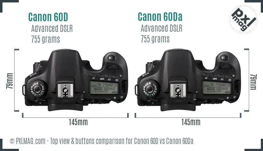 Canon 60D vs Canon 60Da top view buttons comparison