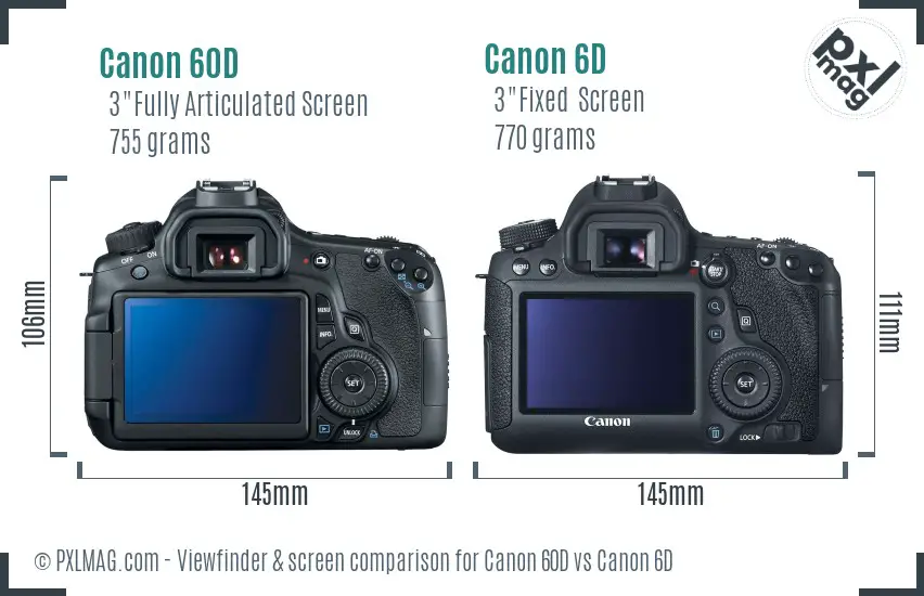 Canon 60D vs Canon 6D Screen and Viewfinder comparison