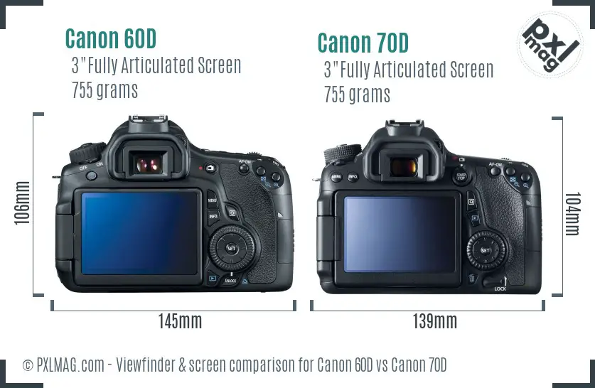 Canon 60D vs Canon 70D Screen and Viewfinder comparison