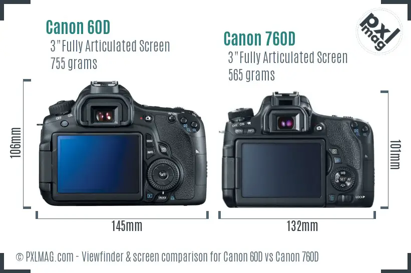 Canon 60D vs Canon 760D Screen and Viewfinder comparison Canon 60D vs Canon 760D Screen and Viewfinder comparison