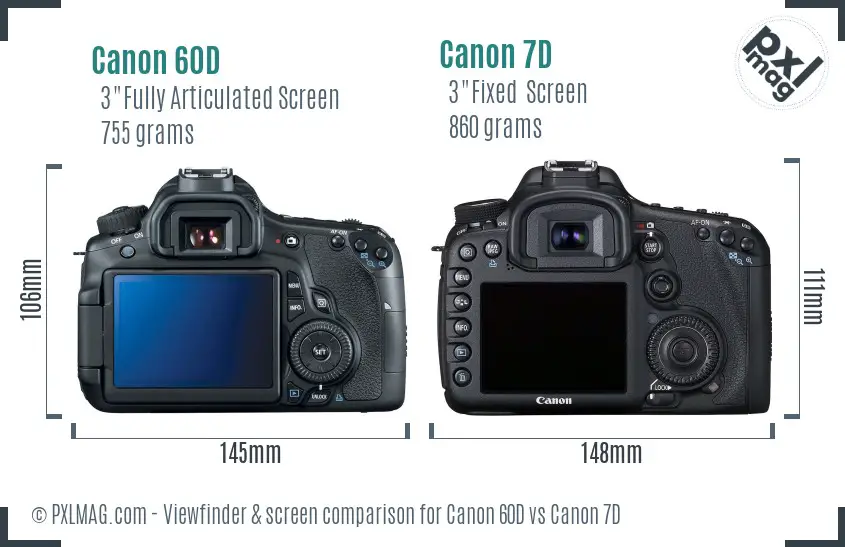 Canon 60D vs Canon 7D Screen and Viewfinder comparison