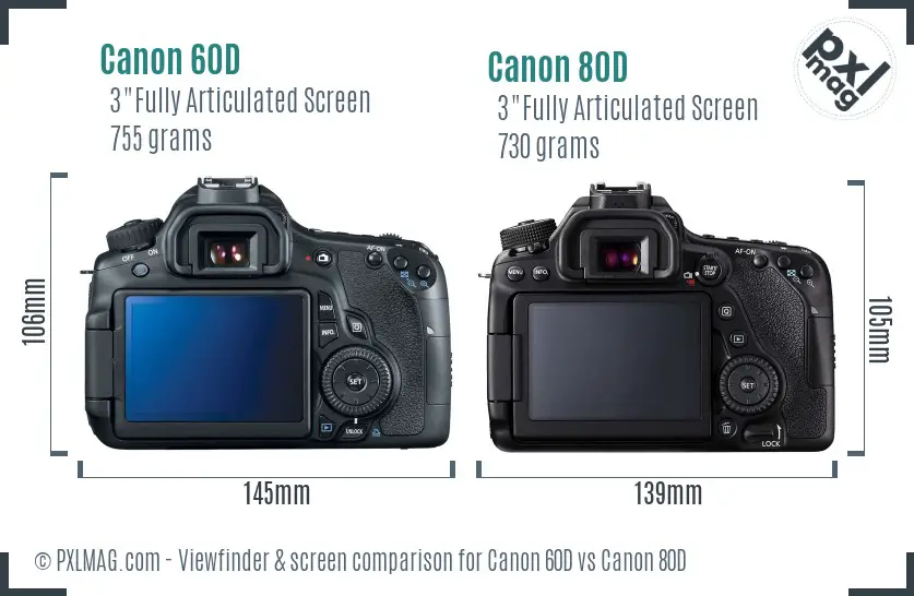 Canon 60D vs Canon 80D Screen and Viewfinder comparison