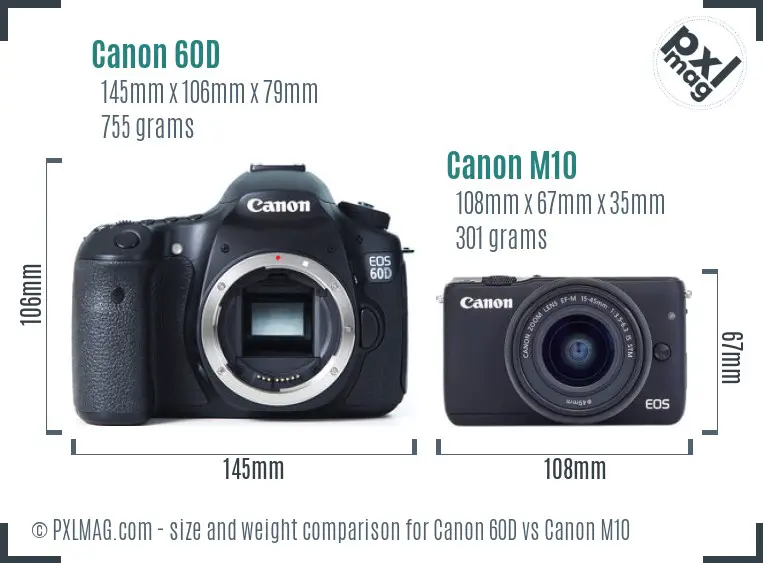 Canon 60D vs Canon M10 size comparison Canon 60D vs Canon M10 size comparison