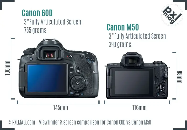 Canon 60D vs Canon M50 Screen and Viewfinder comparison Canon 60D vs Canon M50 Screen and Viewfinder comparison