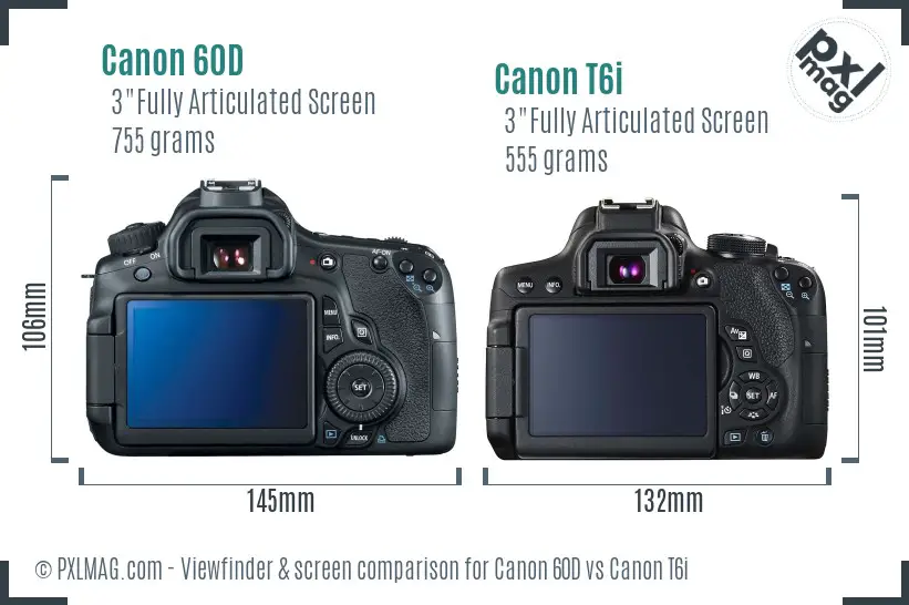Canon 60D vs Canon T6i Screen and Viewfinder comparison Canon 60D vs Canon T6i Screen and Viewfinder comparison