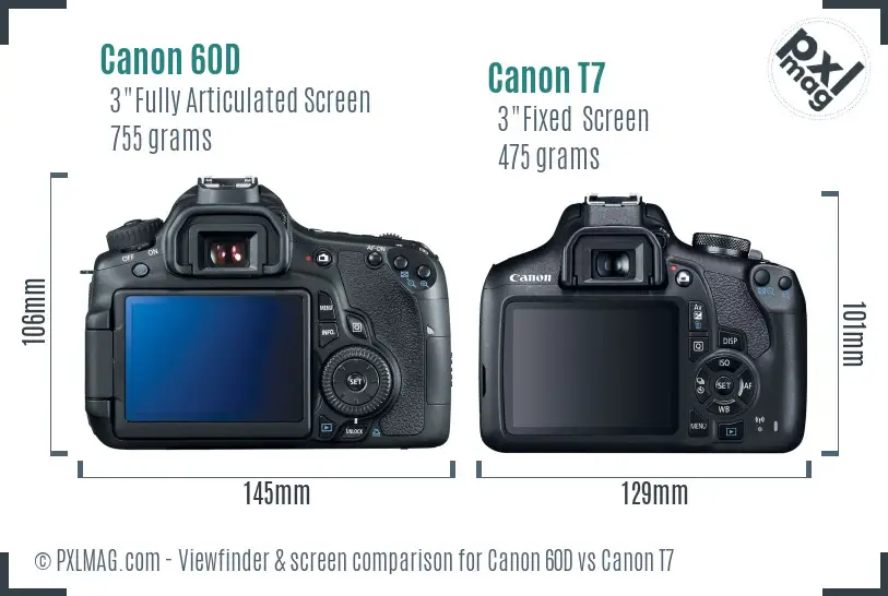 Canon 60D vs Canon T7 Screen and Viewfinder comparison Canon 60D vs Canon T7 Screen and Viewfinder comparison