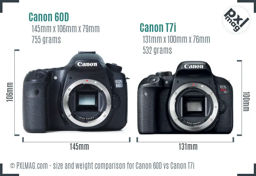 Canon 60D vs Canon T7i size comparison Canon 60D vs Canon T7i size comparison