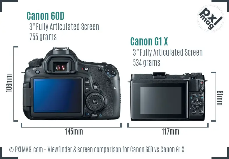 Canon 60D vs Canon G1 X Screen and Viewfinder comparison Canon 60D vs Canon G1 X Screen and Viewfinder comparison