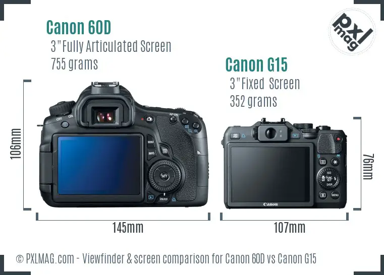 Canon 60D vs Canon G15 Screen and Viewfinder comparison Canon 60D vs Canon G15 Screen and Viewfinder comparison