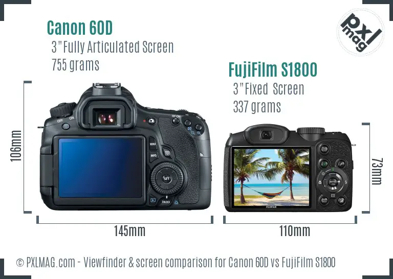 Canon 60D vs FujiFilm S1800 Screen and Viewfinder comparison Canon 60D vs FujiFilm S1800 Screen and Viewfinder comparison