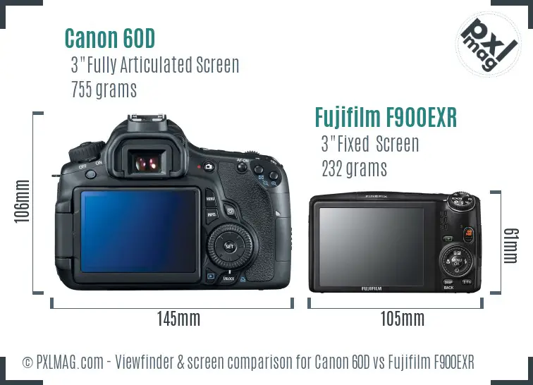Canon 60D vs Fujifilm F900EXR Screen and Viewfinder comparison Canon 60D vs Fujifilm F900EXR Screen and Viewfinder comparison