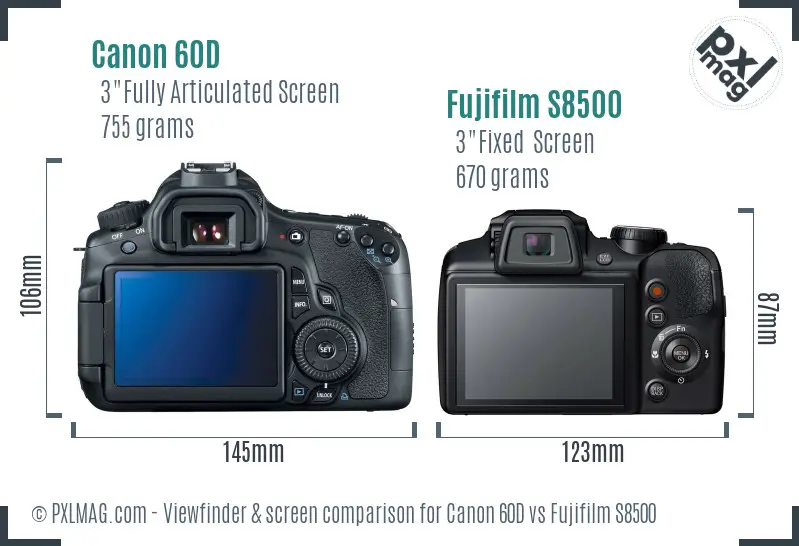 Canon 60D vs Fujifilm S8500 Screen and Viewfinder comparison Canon 60D vs Fujifilm S8500 Screen and Viewfinder comparison