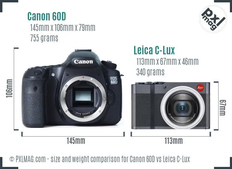 Canon 60D vs Leica C-Lux size comparison