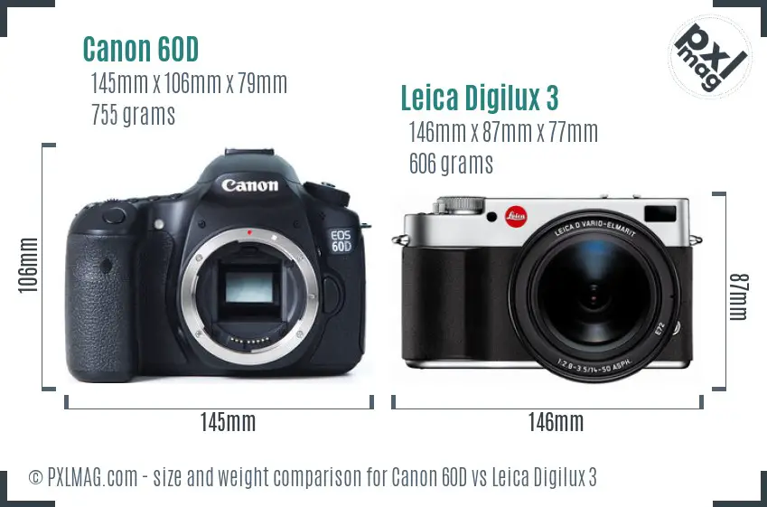 Canon 60D vs Leica Digilux 3 size comparison Canon 60D vs Leica Digilux 3 size comparison