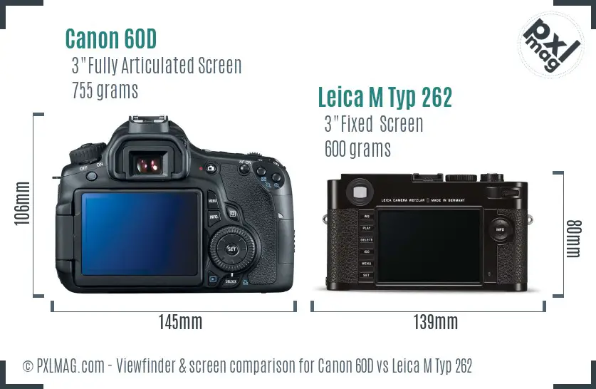 Canon 60D vs Leica M Typ 262 Screen and Viewfinder comparison