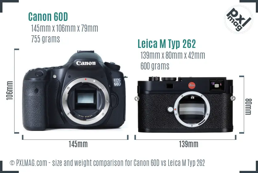 Canon 60D vs Leica M Typ 262 size comparison