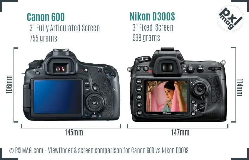 Canon 60D vs Nikon D300S Screen and Viewfinder comparison