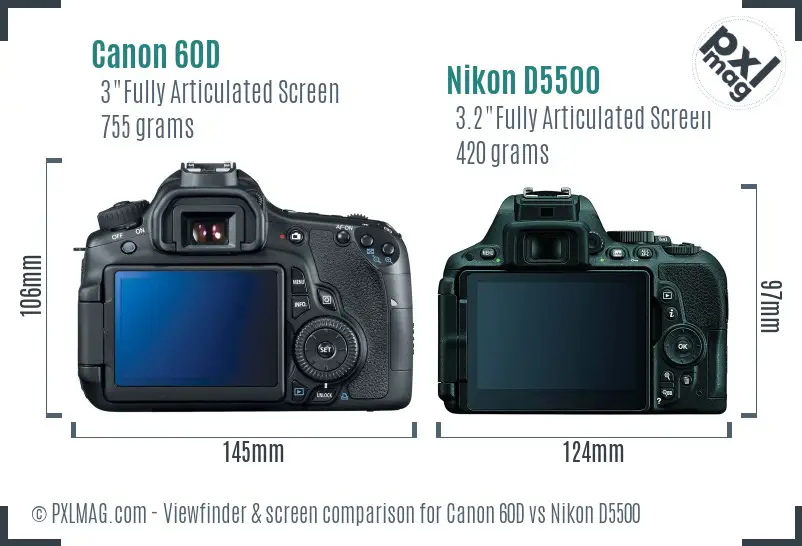 Canon 60D vs Nikon D5500 Screen and Viewfinder comparison Canon 60D vs Nikon D5500 Screen and Viewfinder comparison