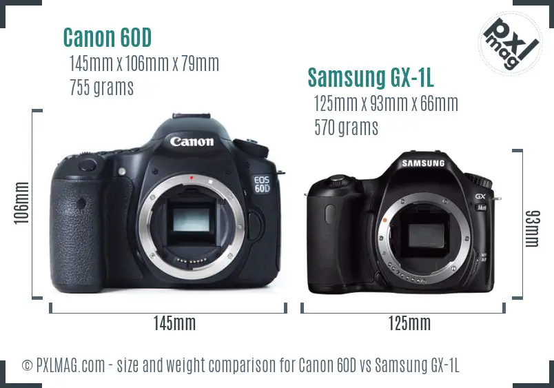 Canon 60D vs Samsung GX-1L size comparison