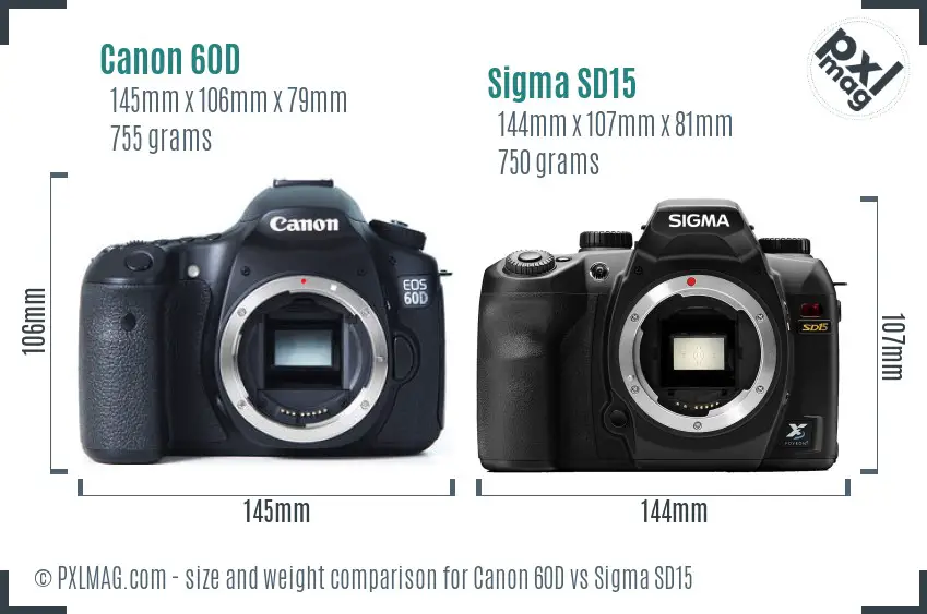 Canon 60D vs Sigma SD15 size comparison