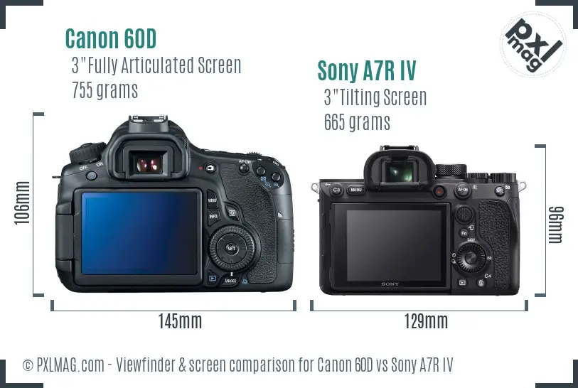 Canon 60D vs Sony A7R IV Screen and Viewfinder comparison Canon 60D vs Sony A7R IV Screen and Viewfinder comparison