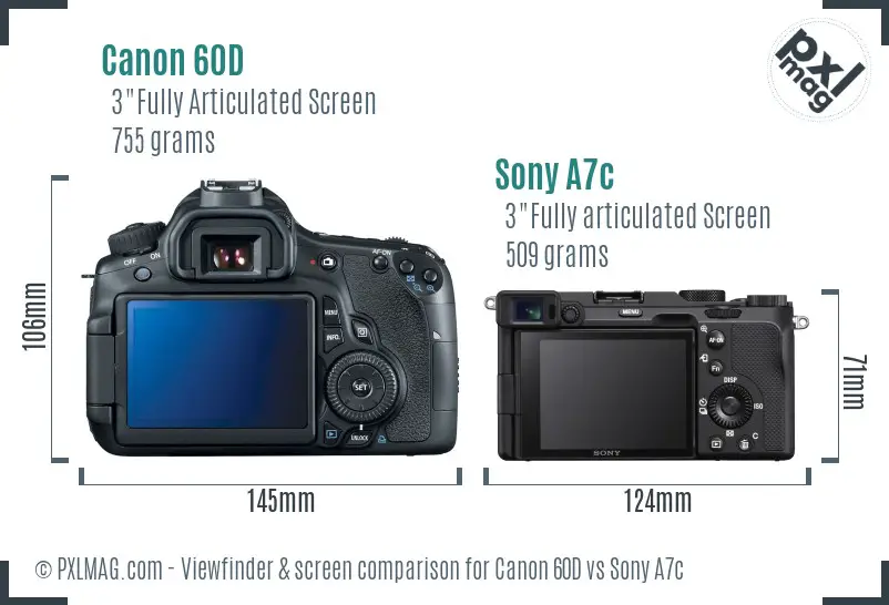 Canon 60D vs Sony A7c Screen and Viewfinder comparison Canon 60D vs Sony A7c Screen and Viewfinder comparison