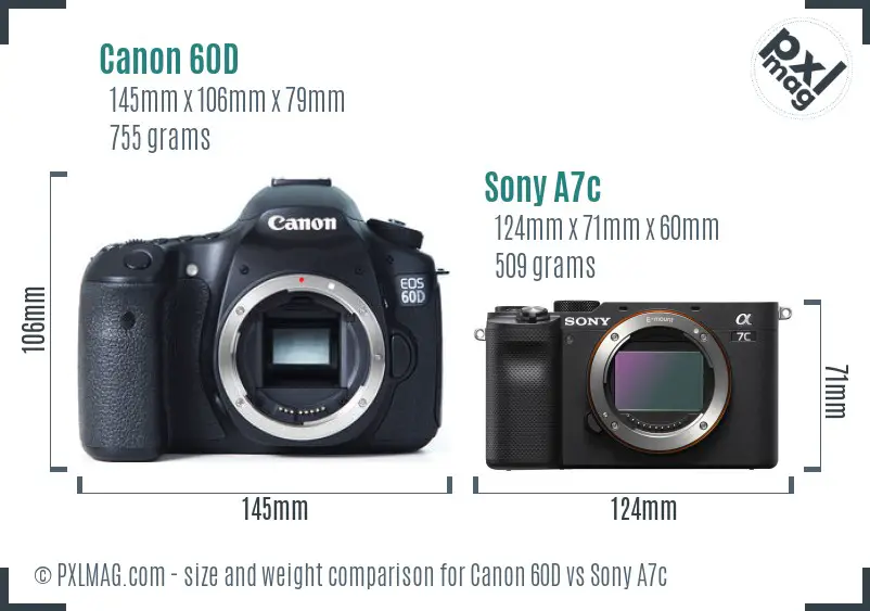 Canon 60D vs Sony A7c size comparison Canon 60D vs Sony A7c size comparison
