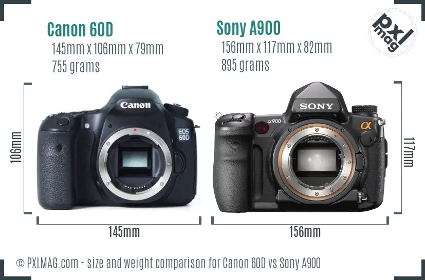 Canon 60D vs Sony A900 size comparison