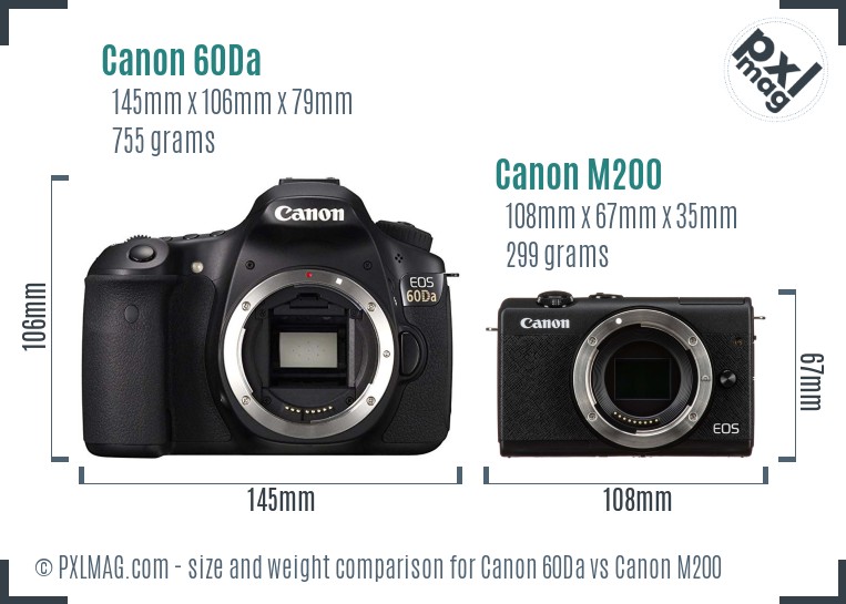 Canon 60Da vs Canon M200 size comparison Canon 60Da vs Canon M200 size comparison