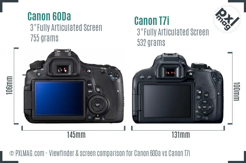 Canon 60Da vs Canon T7i Screen and Viewfinder comparison Canon 60Da vs Canon T7i Screen and Viewfinder comparison