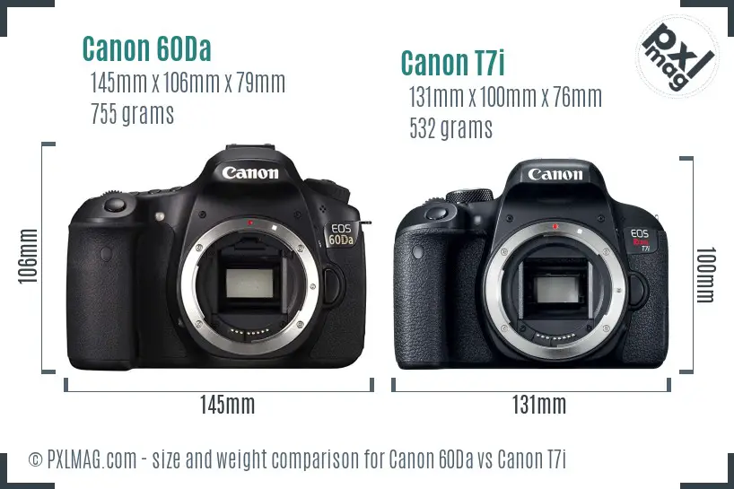 Canon 60Da vs Canon T7i size comparison Canon 60Da vs Canon T7i size comparison