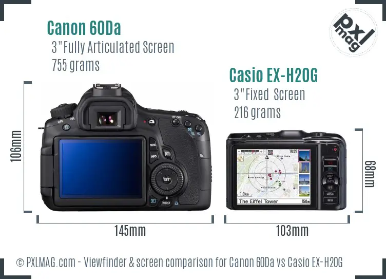 Canon 60Da vs Casio EX-H20G Screen and Viewfinder comparison