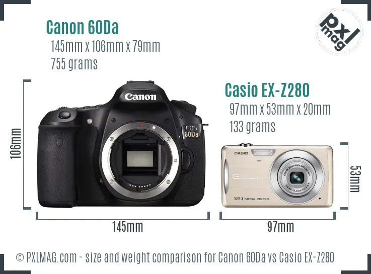 Canon 60Da vs Casio EX-Z280 size comparison Canon 60Da vs Casio EX-Z280 size comparison