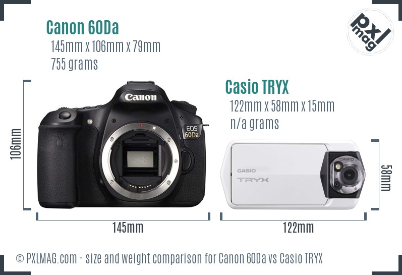 Canon 60Da vs Casio TRYX size comparison Canon 60Da vs Casio TRYX size comparison